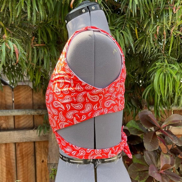 Verdelimon Calico Bikini Top Red Paisley size M - Picture 4 of 8